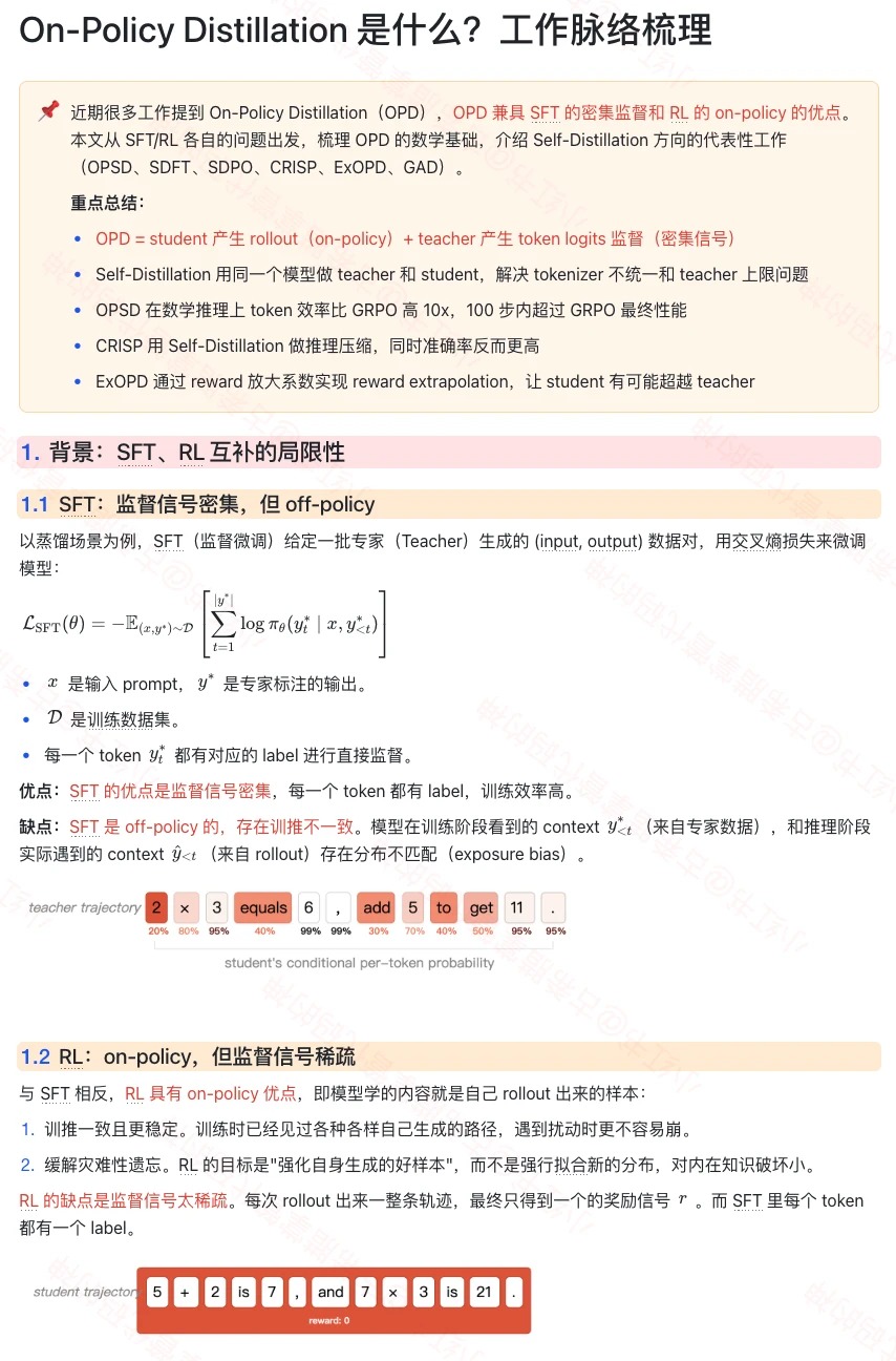 SFT vs RL: dense label per token vs single terminal reward